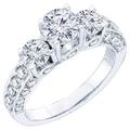 2.50 Carat (ctw) 14 ct White Gold Round Diamond Ladies Bridal Engagement Ring Set With 0.60 CT Round Center