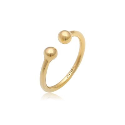 Fingerring ELLI "Kugeln Minimal Offen Verstellbar 925 Sterling Silber", gold, Fingerringe, Damen, Resizable, ohne Stein, Silber 925 (Sterlingsilber), 3mm Image
