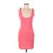 Shein Casual Dress - Party Plunge Sleeveless: Pink Print Dresses - Women's Size Medium