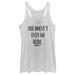 Women's Mad Engine White Mean Girls She Doesn't Even Go Here Racerback Tank Top