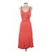 Banana Republic Factory Store Casual Dress - Midi Scoop Neck Sleeveless: Orange Print Dresses - Women's Size Medium