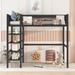 Isabelle & Max™ Aaralynn Twin Size Metal Loft Bed w/ 4-Tier Shelves & Storage Metal in Black | 66.5 H x 52 W x 77.4 D in | Wayfair