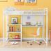 Mason & Marbles Agata Loft Bed w/ Desk & board, Metal Loft Bed w/ 3 Shelves & Ladder Metal in White | 66.5 H x 56.5 W x 77.4 D in | Wayfair