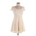 Forever 21 Casual Dress - A-Line Scoop Neck Short sleeves: Ivory Print Dresses - Women's Size Medium