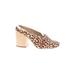 Dolce Vita Mule/Clog: Slip-on Chunky Heel Casual Ivory Leopard Print Shoes - Women's Size 8 - Almond Toe