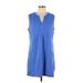 Vineyard Vines Casual Dress - Mini V Neck Sleeveless: Blue Solid Dresses - Women's Size Large