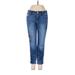 White House Black Market Jeans - Mid/Reg Rise Straight Leg Boyfriend: Blue Bottoms - Women's Size 0 Petite - Medium Wash