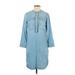 J.Crew Casual Dress - Shirtdress: Blue Dresses - Women's Size 2X-Small