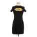 Calvin Klein Casual Dress - Mini Crew Neck Short sleeves: Black Graphic Dresses - Women's Size X-Small Petite