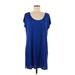 Apt. 9 Casual Dress - Shift Scoop Neck Short sleeves: Blue Print Dresses - Women's Size Medium