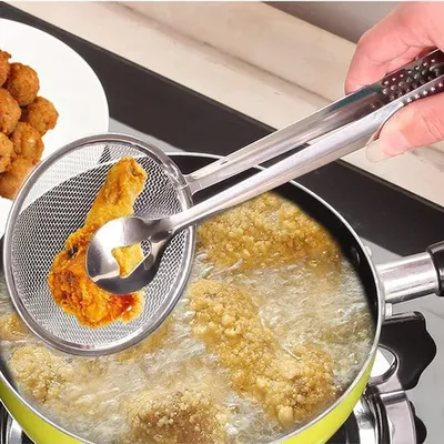 1pcs Kitchen Accessories Stainless Steel Fried Food Fishing Oil Scoop Kitchen Gadget and Barbecue Brush for Kitchen Tools Home