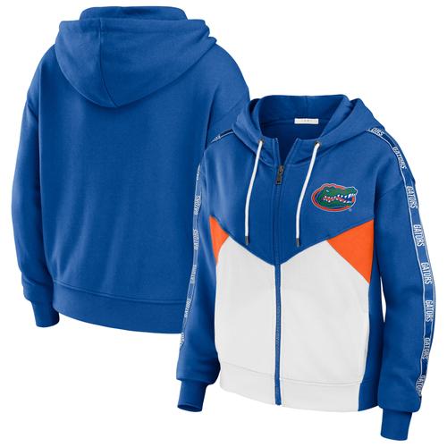 Damenbekleidung von Erin Andrews Royal Florida Gators Colorblock-Hoodiejacke mit durchgehendem Reißverschluss