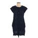 Eileen Fisher Casual Dress - Shift Crew Neck Short sleeves: Blue Print Dresses - Women's Size X-Small