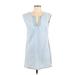 As U Wish Casual Dress - Shift V Neck Sleeveless: Blue Print Dresses - Women's Size X-Small