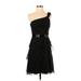 Adrianna Papell Cocktail Dress - Mini Open Neckline Sleeveless: Black Print Dresses - Women's Size 4