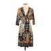 KLD Signature Casual Dress - Wrap: Brown Paisley Dresses - Women's Size Small