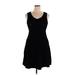 Anne Klein Casual Dress - A-Line V Neck Sleeveless: Black Solid Dresses - Women's Size X-Large