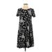 Old Navy Casual Dress - A-Line Crew Neck Short sleeves: Black Floral Dresses - Women's Size X-Small