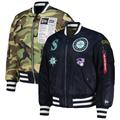 Men's New Era x Alpha Industries Navy/Camo Seattle Mariners Reversible Full-Zip Bomber Jacket