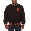 Men's JH Design Black San Francisco Giants Big & Tall All-Wool Jacket with Embroidered Logos