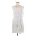 Alex + Alex Casual Dress - Mini V-Neck Sleeveless: Silver Print Dresses - Women's Size 6