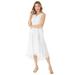 Plus Size Women's V-Neck High-Low Eyelet Dress by Roaman's in White (Size 12)