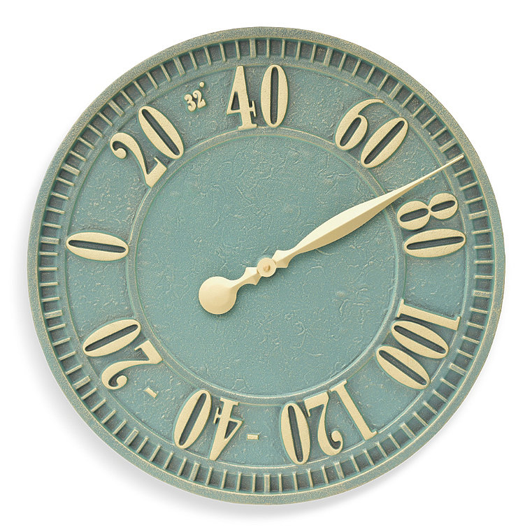 Finch Outdoor Wall Thermometer - Verdigris - Grandin Road