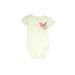 Carter's Short Sleeve Onesie: Green Floral Motif Bottoms - Size 18 Month