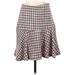 Maeve by Anthropologie Casual Fit & Flare Skirt Knee Length: Burgundy Houndstooth Bottoms - Women's Size 4