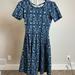 Lularoe Dresses | Lularoe Amelia Floral Pattern Navy Dress Xs | Color: Blue/Green | Size: Xs