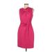 T Tahari Casual Dress - Sheath High Neck Sleeveless: Pink Print Dresses - Women's Size 8