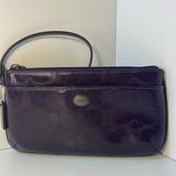 Coach Bags | Coach Dark Purple Signature Patent Leather Mini Bag/Wristlet/Clutch/Wallet Euc | Color: Purple | Size: Os