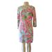 Lilly Pulitzer Dresses | Lilly Pulitzer Tropical Blue & Pink 3/4 Sleeve Charlene Shift Dress In Size M | Color: Blue/Pink | Size: M