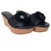 Coach Shoes | Coach Jazmin Leather Canvas Cork Wedge Sandal Platform Slide Shoes Black | Color: Black | Size: 6