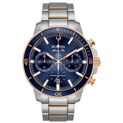 Chronograph BULOVA "Marine Star", rosa (silberfarben, roségoldfarben), Armbanduhren, Herren, Armbanduhr, Quarzuhr, Herrenuhr, Edelstahlarmband, Datum Image