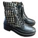 Kate Spade Shoes | Kate Spade Winona Black /Cream Combat Boots Leather/Tweed New Size 7 | Color: Black/Cream | Size: 7