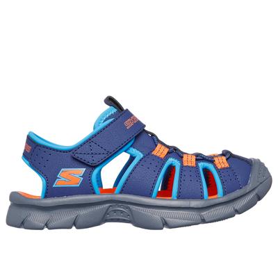 Skechers Boy's Relix - Valdex Sandals | Size 12.0 | Navy/Orange | Synthetic/Textile | Machine Washable