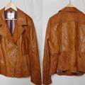 Anthropologie Jackets & Coats | Anthropologie Robyn Faux Leather Moto Jacket Suede Asymmetrical Orange Tan Xl | Color: Brown/Orange | Size: Xl