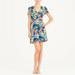 J. Crew Dresses | J. Crew Blue Retro Floral Wrap Front Mini Dress, 2 | Color: Blue/Yellow | Size: 2