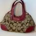 Coach Bags | Coach Ergo Signature Canvas Kisslock Framed Purse Shoulder Bag Red Leather Brass | Color: Red/Tan | Size: Os