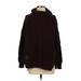 Lands' End Turtleneck Sweater: Burgundy Color Block Tops - Women's Size Small