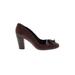 N.D.C. Made By Hand Heels: Pumps Chunky Heel Work Brown Print Shoes - Women's Size 37.5 - Round Toe
