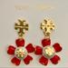 Tory Burch Jewelry | New Tory Burch Gold And Red Earrings Sale-Bundle For Additional Saving | Color: Gold/Red | Size: Approx Approx: 1 1/4” Drop; 3/4” Width