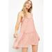 Free People Dresses | Free People Rose Metallic Mini Dress Beaded Evening Sheer Babydoll Xs | Color: Pink | Size: Xs