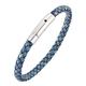 Mens Bracelet Unisex Vintage Jewelry Blue Braided Leather Men Casual Bracelet for Women Stainless Steel Buckle Trendy Bracelets Bangles (Wearing Length 185mm) (Wearing Length 205mm b)