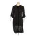 DKNY Casual Dress - Shift High Neck 3/4 sleeves: Black Print Dresses - Women's Size Medium