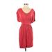 BCBGeneration Casual Dress - Mini Scoop Neck Short sleeves: Red Print Dresses - Women's Size Small