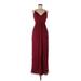 Dessy Collection Cocktail Dress - Formal Plunge Sleeveless: Burgundy Solid Dresses - New - Women's Size 0