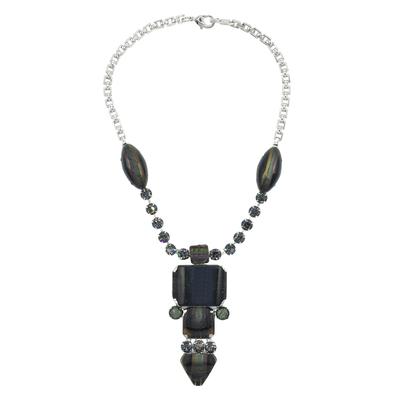 Kette mit Anhänger "Tina", Damen, Gr. one size, Kunstfaser, schwarz, COLLEZIONE ALESSANDRO, Basic, Halsketten, Made in I