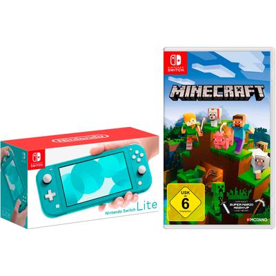 NINTENDO SWITCH Spielekonsole "Switch Lite + Minecraft" Spielekonsolen blau (türkis) Switch